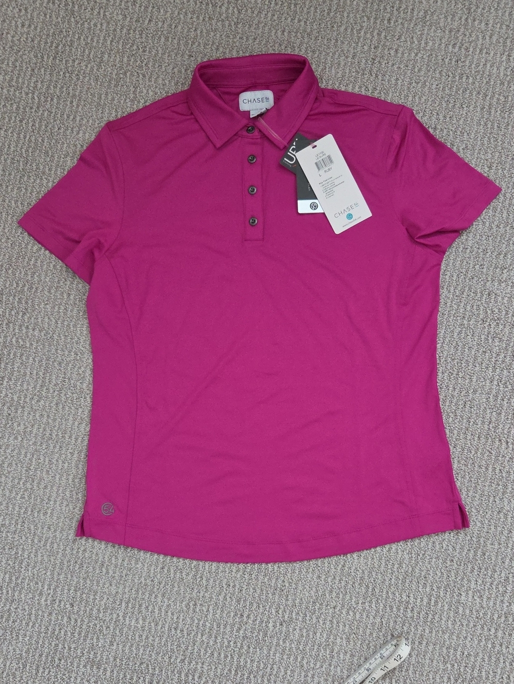Chase54 Women's Button-Down Polo in Fuchsia Sz L